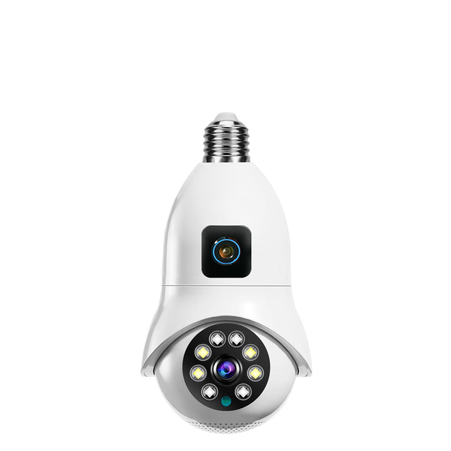 Dual Lens 2MP WiFi Smart HD Home Light Bulb Security Camera with Night Vision CMOS Sensor Two-way Audio Alarm and Cloud Storage