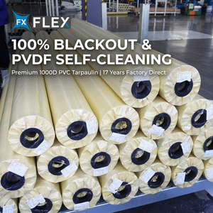 Bâche rayée en PVC occultant à 100 % FLFX |   Revêtement autonettoyant en PVDF |   1000D Haute résistance |   <span class=keywords><strong>Tissu</strong></span> pour auvent extérieur 15 ans d'garantie - Product Image 2