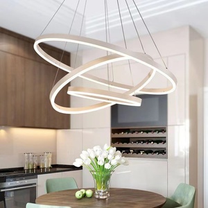 Plafonnier Led suspendu composé de 4 anneaux lumineux, design moderne et simpliste, couleur marron, <span class=keywords><strong>Luminaire</strong></span> décoratif d'intérieur, nouveau modèle - Product Image 4