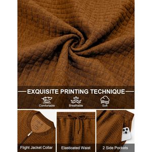 Men's Tracksuit 2 Piece Set Full Zip Waffle Knit Casual <b>Jogging</b> <b>Suit</b> Autumn Breathable Outfit - Product Image 5