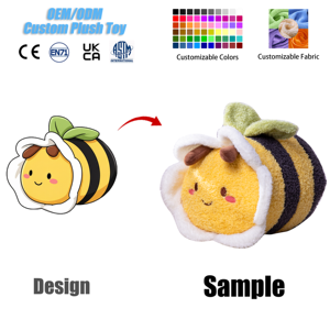 Peluche Abeille Fleur Mignonne <span class=keywords><strong>Personnalisée</strong></span>, Douce et Cuddly, Animal en Peluche Kawaii, Poupée au Design Personnalisé, Décoration de Chambre d'Enfant, Cadeau, Vente en Gros - Product Image 1