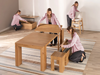 Ensemble de table à manger extensible en bois de chêne noir moderne d'usine 2026 avec chaises, meubles de cuisine et de salle à manger