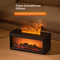 Diffuseur d'arômes Flamme de Cheminée, Mini Humidificateur d'Ambiance de Bureau à Sept Couleurs avec Effet Flamme Simulé et Goutte d'Huile Essentielle pour la Maison