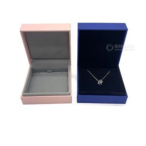 Boîtes en cuir PU personnalisées de style minimaliste bleu rose pour colliers, bracelets, bagues, boucles d'oreilles, boîtes à bijoux - Product Image 3