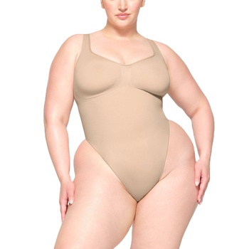 Sleeveless Scoop Neck Jumpsuit Tank Tops Thong Bodyshaper  Plus Size Women Bodysuit