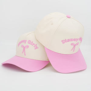 หมวกเบสบอลสำหรับผู้หญิงหมวกเบสบอลสีชมพูแดงปักโลโก้กลับหัวได้ตามต้องการแบบ3D - Product Image 2