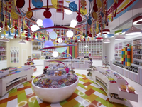Décoration de magasin de détail, comptoir de confiserie, kiosque à chocolat, mobilier de confiserie, design de stand à bonbons