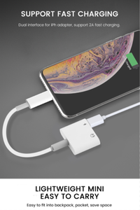Kabel Adaptor Audio Aux 2 In 1, untuk Headphone iPhone Pengisian Daya Kabel Transfer Data Kabel Adaptor AUX 2 In 1 IOS Adaptor Audio - Product Image 5