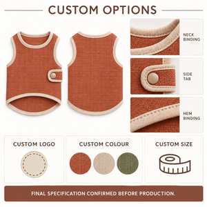 Chaleco de Algodón de Color Sólido para Perro, Diseño Bonito, Transpirable, para Todas las Estaciones, Estilo Cómodo y Casual para Mascotas - Product Image 2