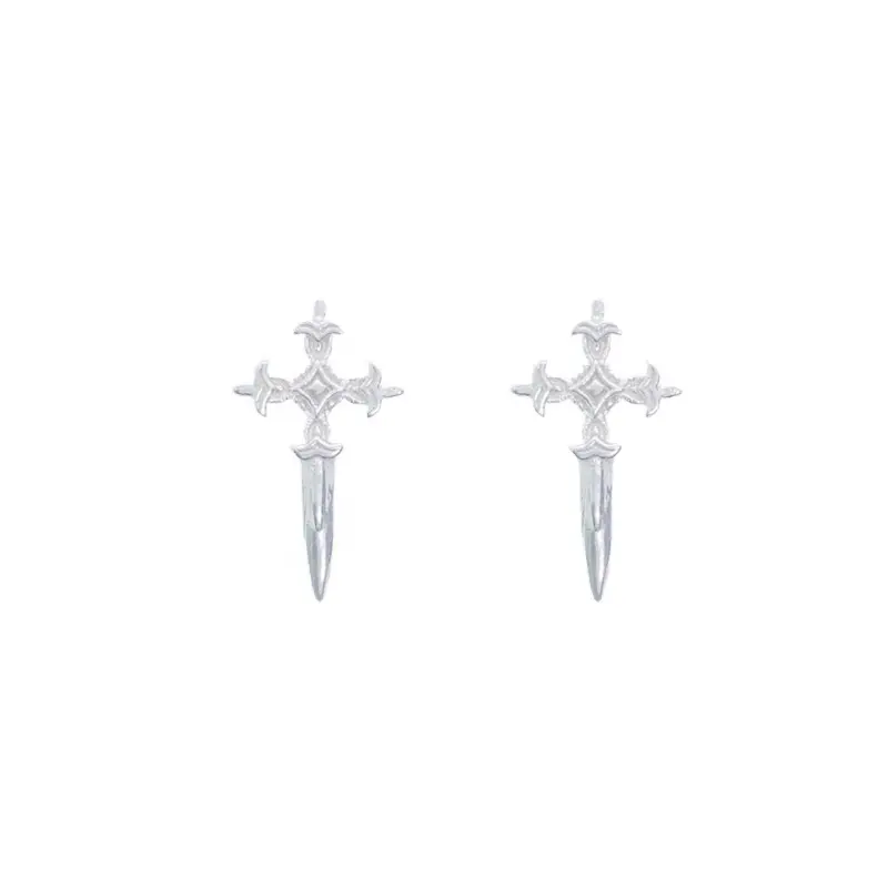 New vintage S925 sterling silver cross earrings fashion earrings for men and women