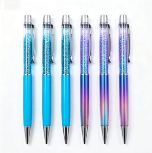 Premium Shimmer Quicksand <b>Glitter</b> Tube Metal Ballpoint <b>Pen</b> Black Blue Ink Silk Screen Logo Wedding Girl Party Favor - Product Image 1
