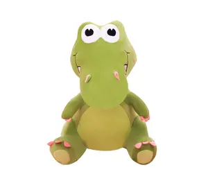 高品质促销绿色鳄鱼恐龙毛绒玩具与定制绣花标志软玩具动物