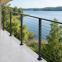 Rampe d'escalier rectangulaire en acier inoxydable pour terrasse, système de garde-corps à câbles en métal facile à installer, clôture d'escalier