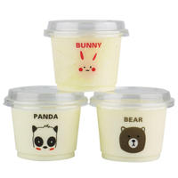 Gobelet à lait jetable en plastique PP double couche motif dessin animé, tasse à pudding animaux mignons, boîte à glace, pot à yaourt, bol à gelée, boîte à dessert