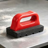 Bloc de ponçage en pierre ponce avec poignée rouge, éponge abrasive robuste pour le nettoyage des joints, des carreaux, des comptoirs et des éviers