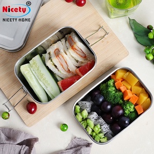 Nicety Hot Sale Custom Stainless Steel Lunch <strong>Box</strong> Portable Bento square 2 Layers Lunch <strong>Box</strong> <strong>Waterproof</strong> <strong>Storage</strong> <strong>Box</strong> for School - Product Image 3