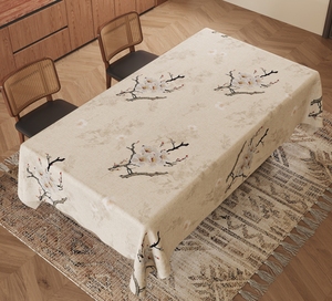 Dayanıklı Vintage PVC dikdörtgen yemek bezi basit çiçek baskılı tasarım su geçirmez yağ geçirmez dokunmamış tekniği masa örtüleri - Product Image 2