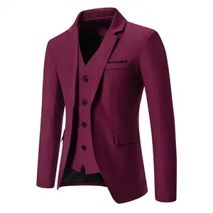 New European Men's Imitate Two-piece Wedding Slim Fit Suit Men's Fashionable Color Blocking Casual Blazer Suit