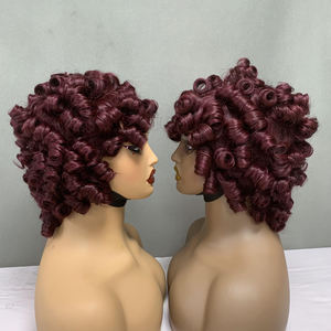 Fast Shipping Super Double Drawn Brown Color Spring Curl Fringe Bob <b>Wigs</b> 100% <b>Human</b> <b>Hair</b> - Product Image 4