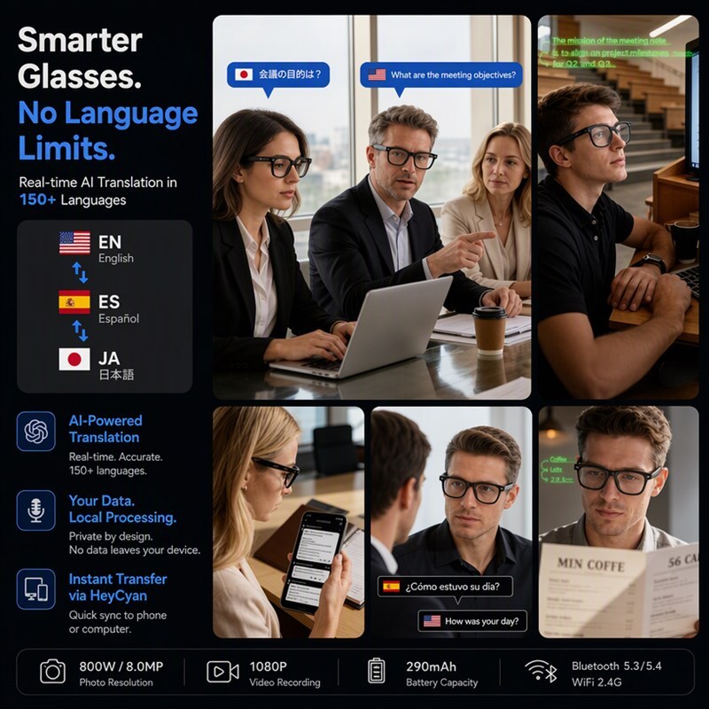 Ai Smart Glasses Camera hd 4k 1080p Video Recording Built-in ChatGPT Smart Ai Glasses with Ai Assistant and Translator · image 6