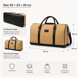 Mens Womens Oxford Cloth Weekend <b>Bag</b> with PU Leather Handles Detachable Crossbody Strap - Product Image 4
