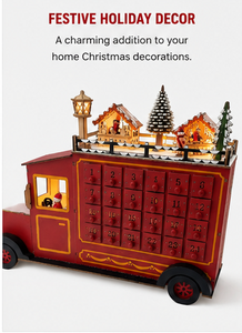 Calendario de Adviento de Madera con Forma de Camión Navideño, Caja de Cuenta Regresiva con 24 Cajones y Decoración de Pueblo Navideño, Almacenamiento de Regalos Navideños para el Hogar - Product Image 6