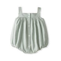 27 Combinaisons d'été personnalisées à rayures pour bébé fille, sans manches, pour nouveau-né et tout-petit, vêtements respirants et confortables pour bébé, combinaison quotidienne
