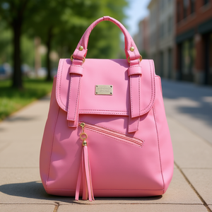 Sac à dos en néoprène rose pour femme Fana, 15 L, fermeture éclair, mode estivale, usage quotidien, poignée de transport, forme carrée - Product Image 2