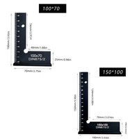 Règle carrée en alliage d'aluminium, règle carrée à 90 degrés, règle en forme de L avec outil de marquage de base pour la menuiserie 100x70mm/150x100mm