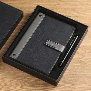 Carnet en cuir PU A5 avec logo personnalisé, cadeau d'entreprise, papeterie de bureau, coffret cadeau avec stylo - Product Image 1