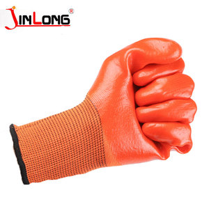 البرتقال قفازات من النيلون 13 مقياس تنفس المغلفة كامل pvc للماء قفازات من اللاتكس - Product Image 5