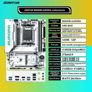 <span class=keywords><strong>Scheda</strong></span> <span class=keywords><strong>Madre</strong></span> JGINYUE B650EM AURORA Micro ATX Supporta Processori AM5 Ryzen Serie 7000/8000/9000 per Desktop - Product Image 2