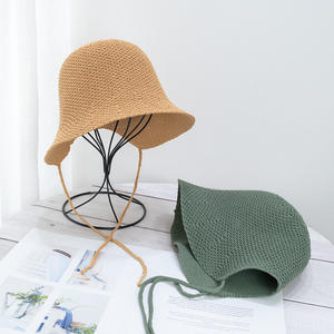 Sombrero de pescador Xia Ketie para mujer, transpirable, de algodón y lino, coleta pequeña de Color sólido, tejido, protector solar, lavabo, escena informal de verano - Product Image 5