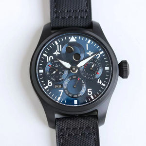 Reloj de Pulsera Mecánico para Hombre de Fibra de Carbono Negra - Serie Piloto, Reloj Cronógrafo Multifunción - Product Image 1