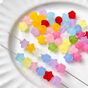 30 piezas/bolsa de cuentas de estrella con acabado mate para manualidades, suministros de joyería DIY, pulseras de cuentas de moda, cuentas Puca, collares coloridos - Product Image 1