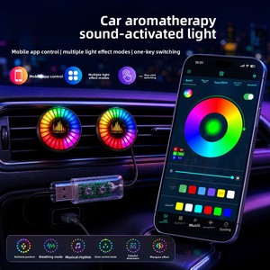 Diffuseur d'arômes pour voiture à fixation sur grille d'aération, lumière d'ambiance, commande vocale, activation sonore, lumière rythmique intelligente, 3V, ajustement standard - Product Image 2