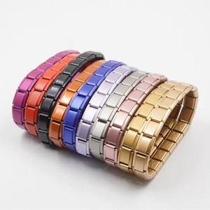 Elástico de Eslabones de Oro <span class=keywords><strong>Rosa</strong></span> Púrpura Rojo Oro Plain Charm Bracelet 316l Acero Inoxidable En Blanco Plata Italiano Encantos y Pulsera - Product Image 3