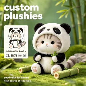 ตุ๊กตาแพนด้าแมวแบบกำหนดเองได้จำนวนมาก ตุ๊กตาสัตว์นุ่มนิ่มสำหรับตกแต่งธีมสวนสัตว์และจำหน่ายจำนวนมาก - Product Image 1