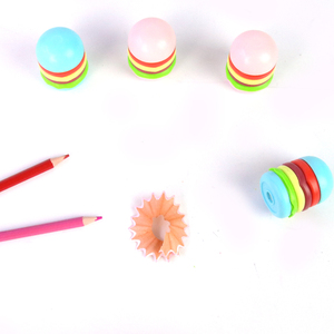 Taille-crayon en caoutchouc TPR Yalong Funy, 4 couleurs mélangées, gommes à effacer en forme de hamburger, fournitures scolaires pour la rentrée scolaire - Product Image 6