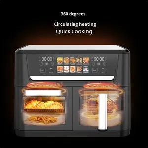 مقلاة هوائية كهربائية ذكية عالية الطاقة بسعة 14 لتر وغرفتين، للاستخدام المنزلي بدون زيت - Product Image 3