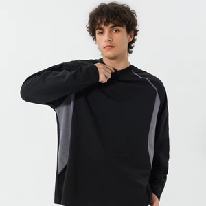 Pull-over pour <span class=keywords><strong>homme</strong></span> tendance avec design à coutures contrastées, coupe ample, anti-boulochage, imprimé - Product Image 1