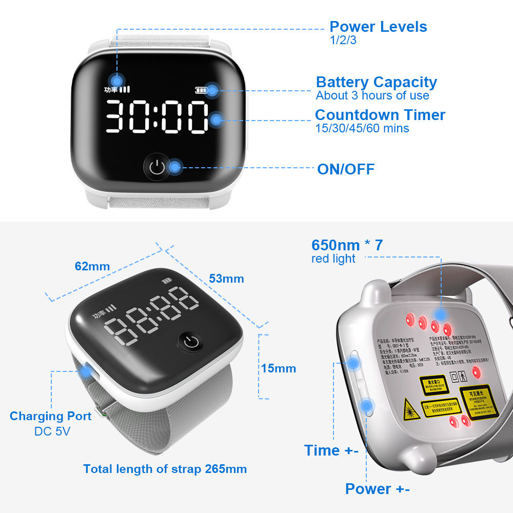 ORANGLES Multifunction Diabetes Sinusitis 650nm Laser Treatment Watch for Blood Purification Diabetes Cardiovascular Diseases - detailed closeup view - illustrating benefits - Image 3 of 5 | created for all | Shop Multifunction Diabetes Sinusitis 650nm Laser Treatment Watch for Blood Purification Diabetes Cardiovascular Diseases North Carolina | Free Shipping ORANGLES