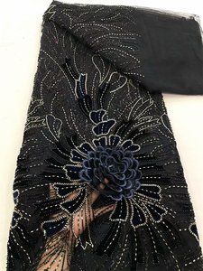 Encaje de tul con cuentas y flores 3D NI.AI, encaje de terciopelo con cuentas, encaje de tul para vestido de novia, material para vestido de fiesta - Product Image 2