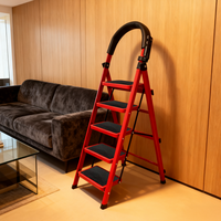 Escabeau pliant portable en acier de type A, Escalera Plegable De Hierro, 5 marches, rouge