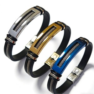 Bracelet en caoutchouc personnalisable avec gravure, bracelet en cuir tressé personnalisé, bracelet en corde métallique pour hommes - Product Image 5