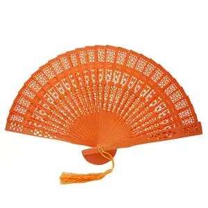 high quality wooden hand fans wooden style fan High Quality Fold Wood Engrave Sandalwood Hand Fan