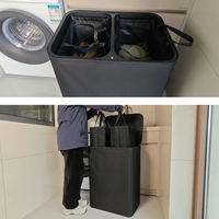 Panier à linge moderne pliable à deux compartiments, écologique et autoportant