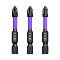 Embout de tournevis électrique résistant aux chocs de 50 mm PH2 à tête cruciforme avec poignée hexagonale en acier, tête magnétique antidérapante