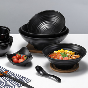 Cuencos de melamina de plástico para sopa, cuenco coreano japonés Ramen, fideos, negro, superventas