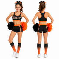 Conjunto de Top Deportivo para Animadoras, Personalizado, Negro y Naranja, con Logotipo de Bloques de Diamantes de Imitación, Pantalones Cortos Tipo Racerback, Calcetines, Conjunto de Práctica para Animadoras
